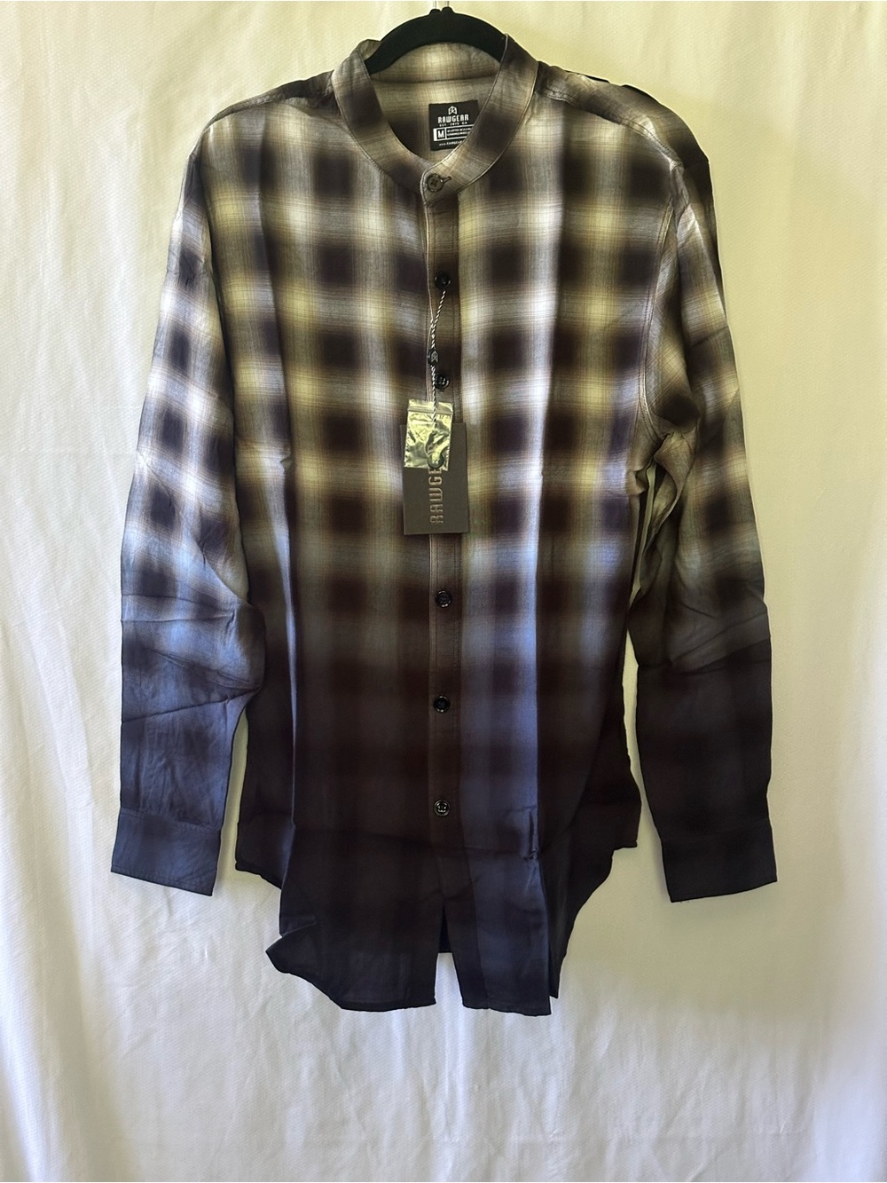 NWT Rawgear Ombre Plaid Long Sleeve Button Up Shirt Medium